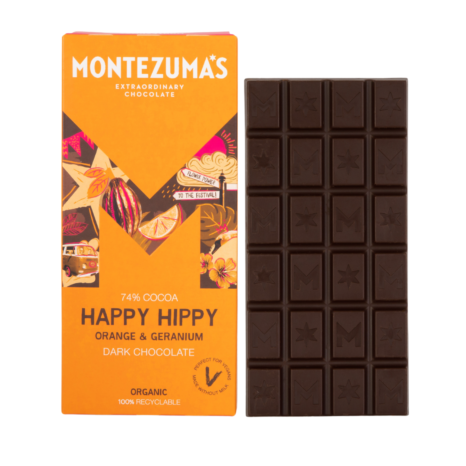 Happy Hippy - Dark chocolate with orange and geranium