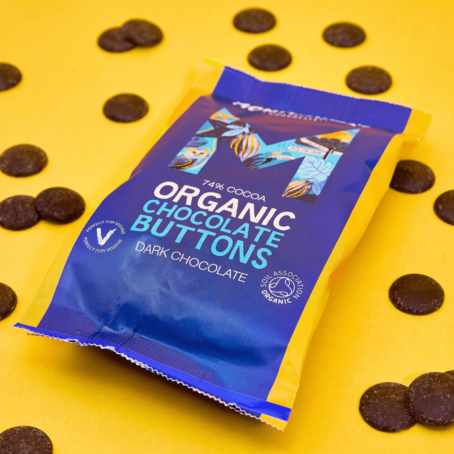 Organic 74% Dark Chocolate Buttons - 120g - Vegan | Montezuma's UK