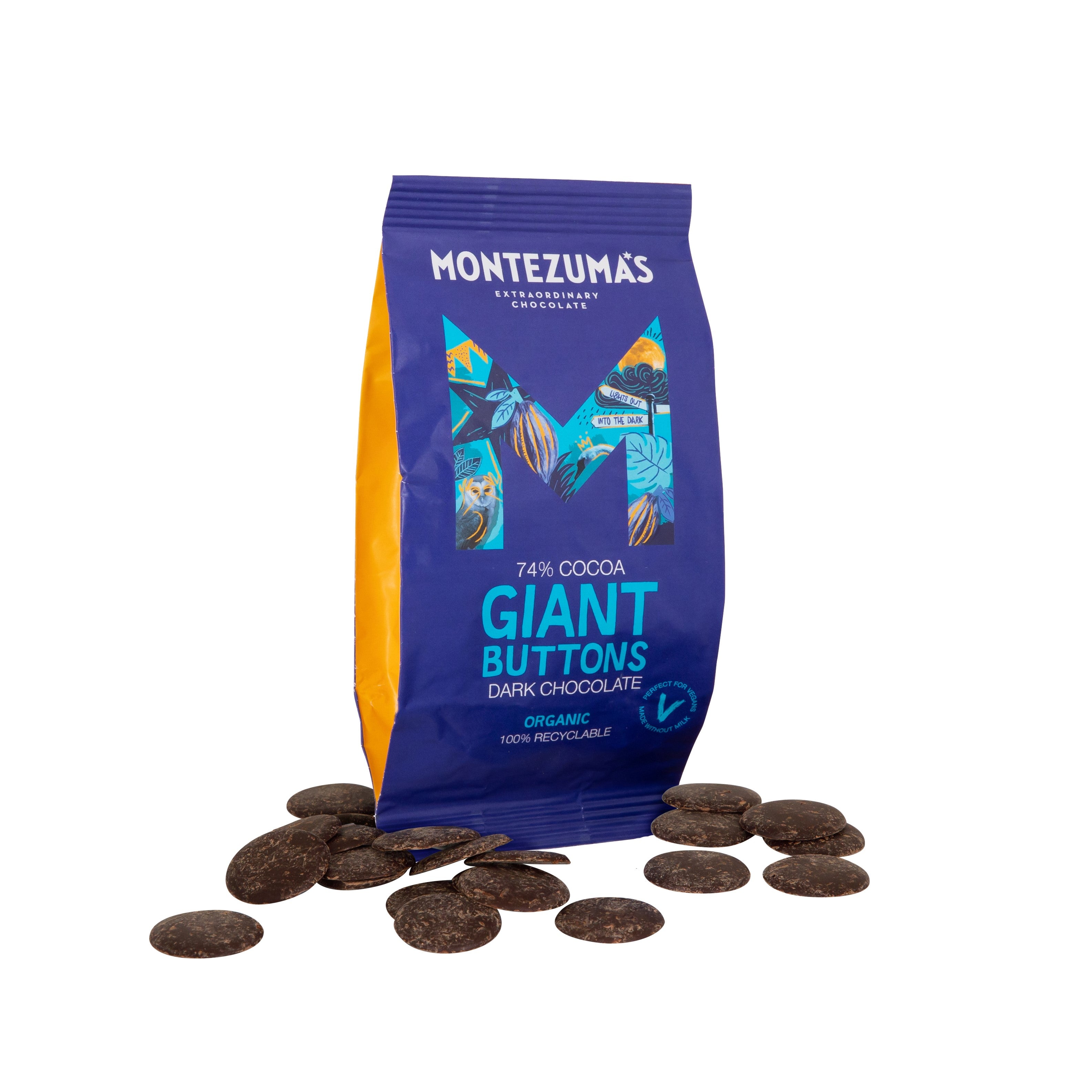 Organic Dark Chocolate Buttons, 74% Giant Chocolate Buttons