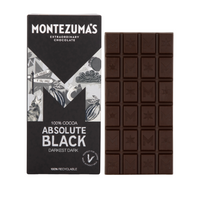 Montezuma's Absolute Black chocolate bar. 100% Cocoa. 90g.