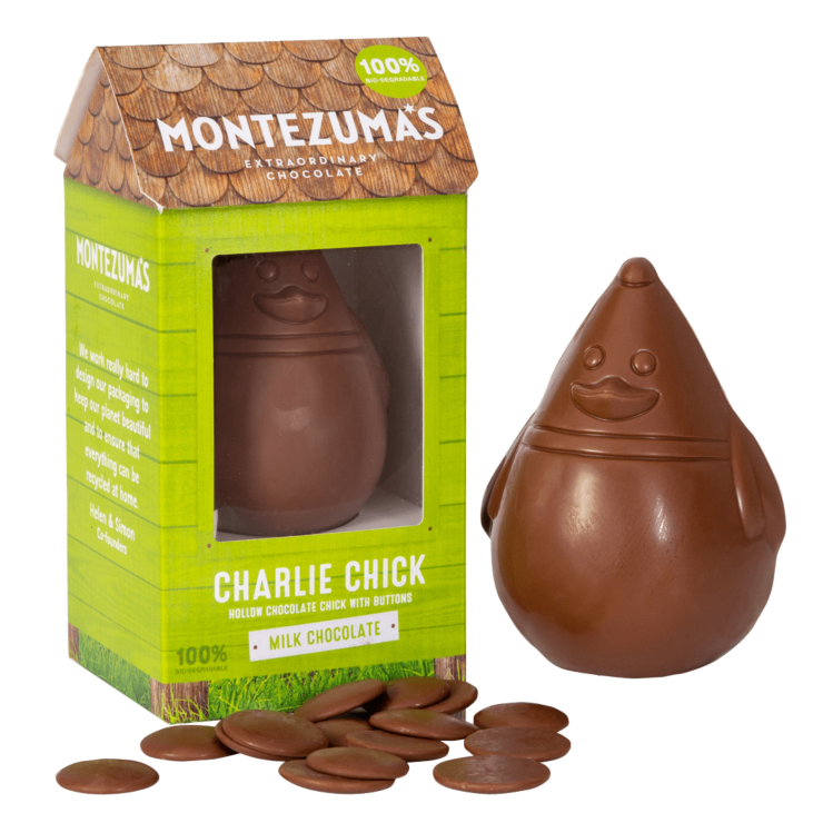 Charlie Chick - Milk Chocolate Chick with Milk Chocolate Buttons
